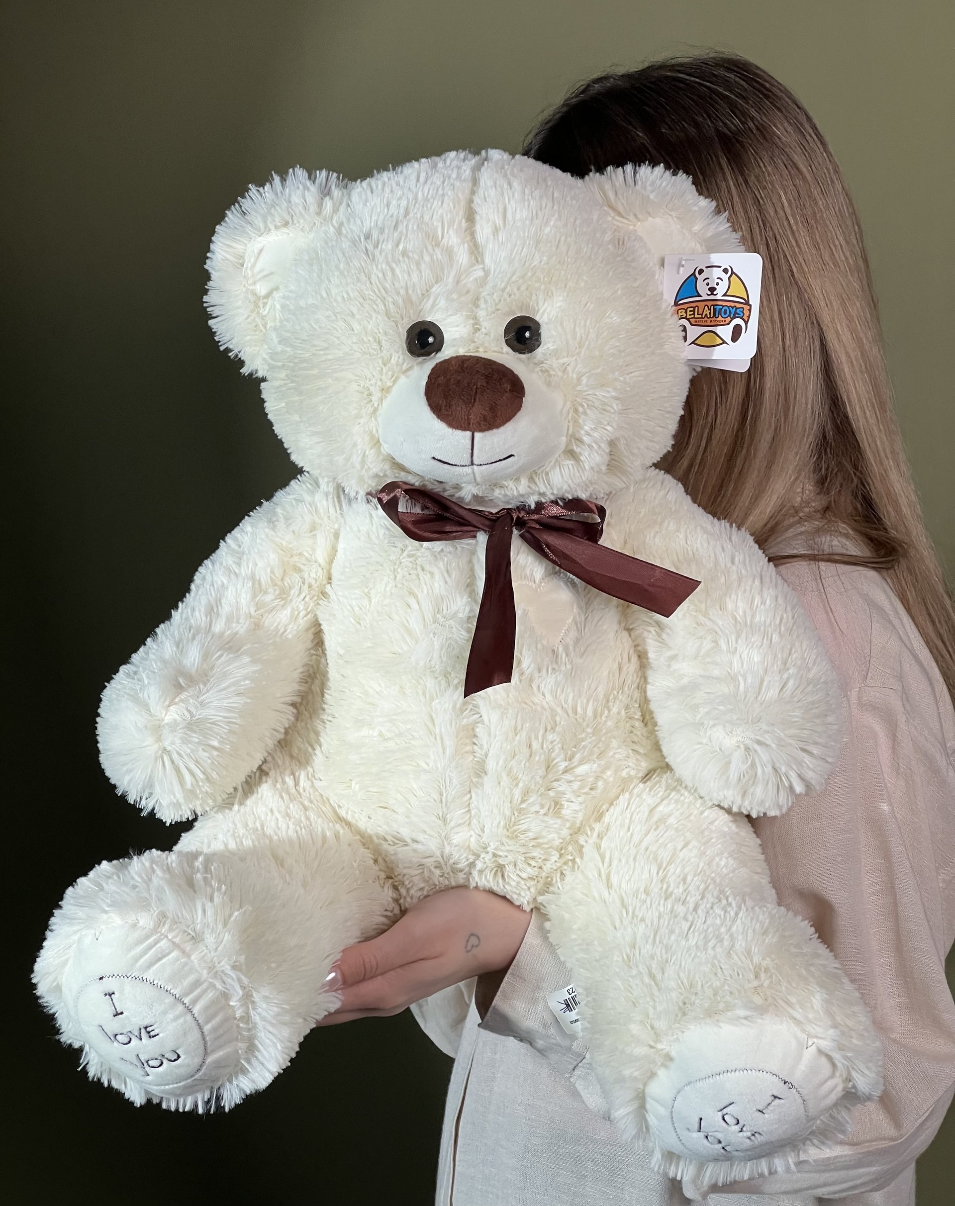 Мишка молочного цвета 85см