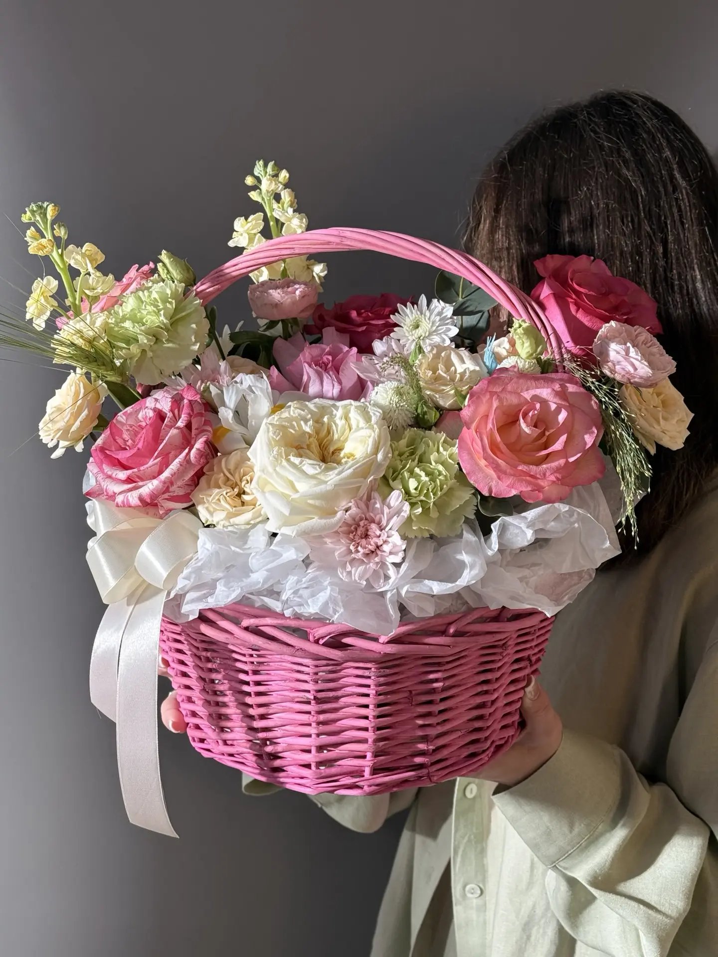 Летняя корзина с розами
